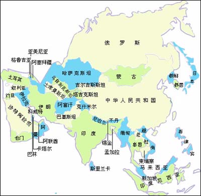 亚洲国家地图